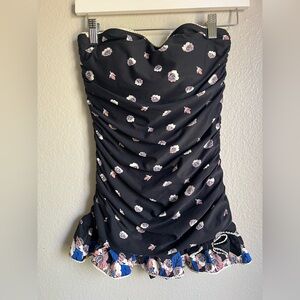 Juicy Couture Beach Royalty Strapless Floral Ruched  Swimsuit Medium Y2K